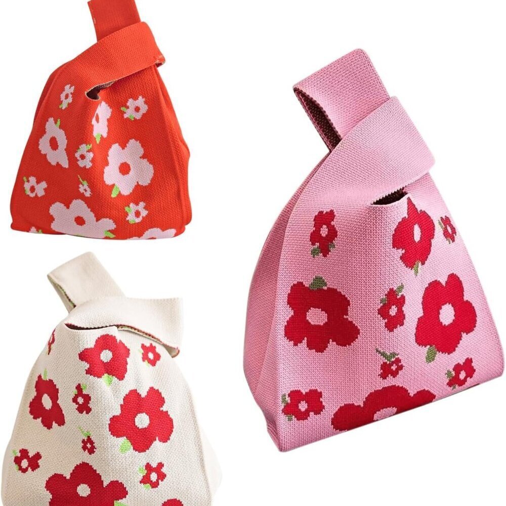 Women's Pocket Handbags Set 3 Red Lightweight Reusable for All Occasions